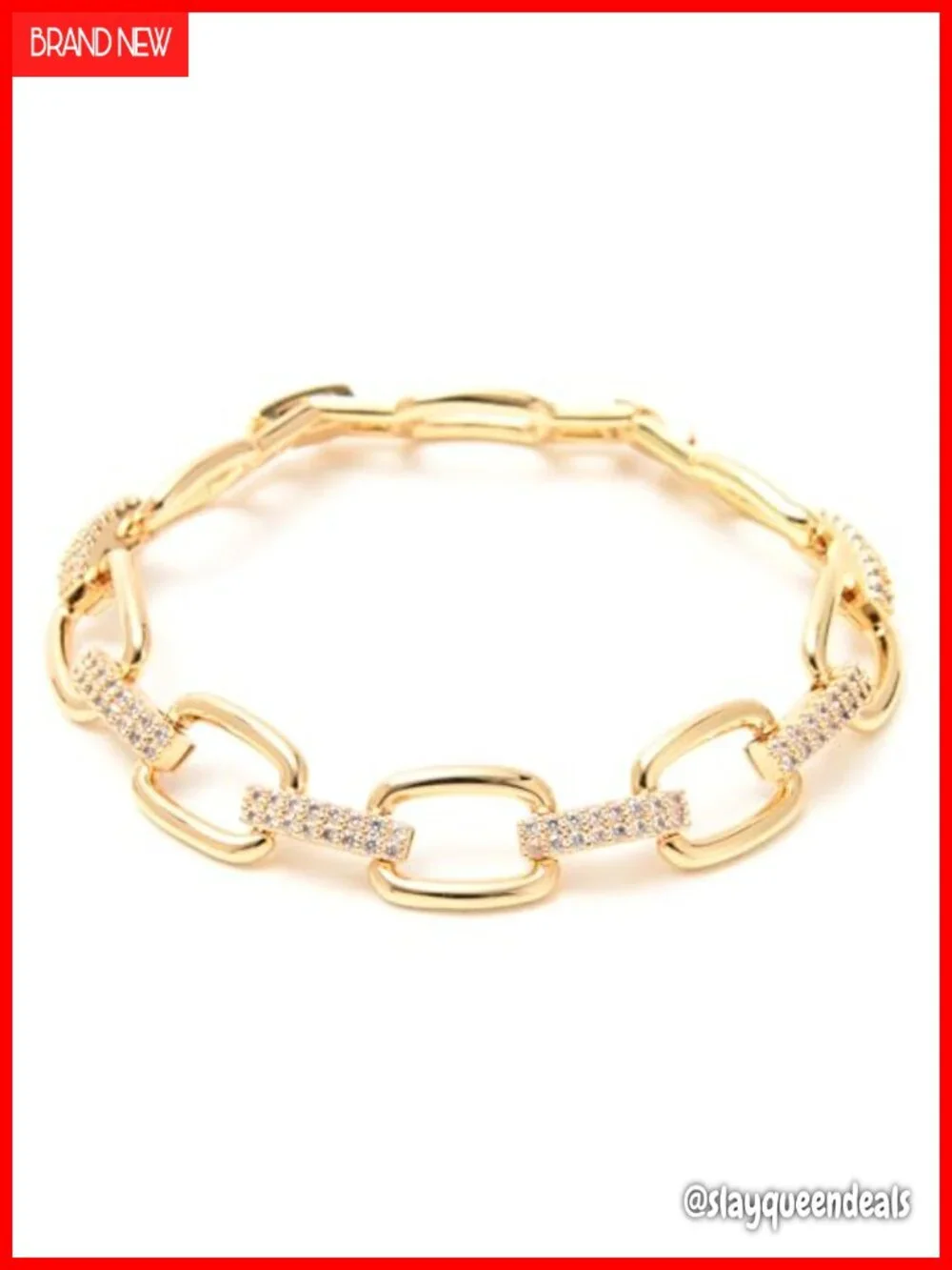 14K Gold and Silver Plated Curb Chain Cuff Bracelet Toggle Clasp